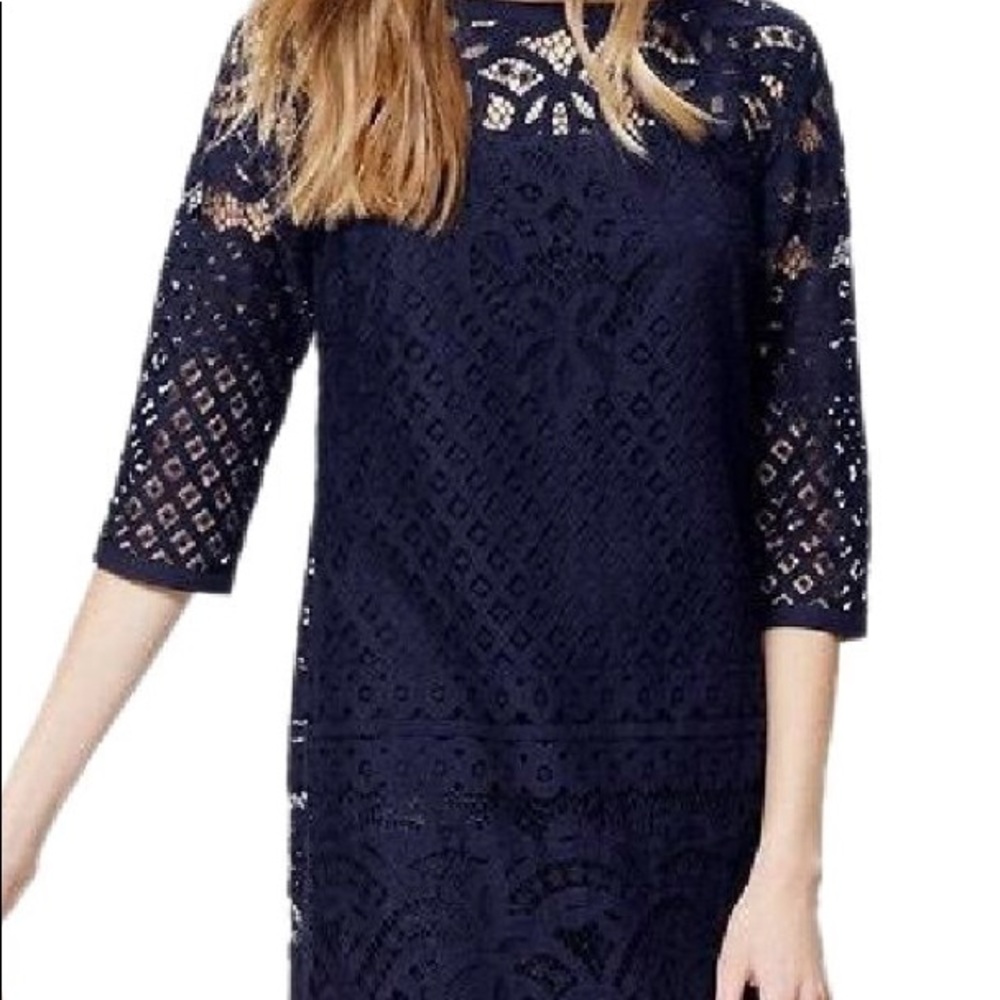 Loft Lace Shift Dress Navy 4 NWT! New